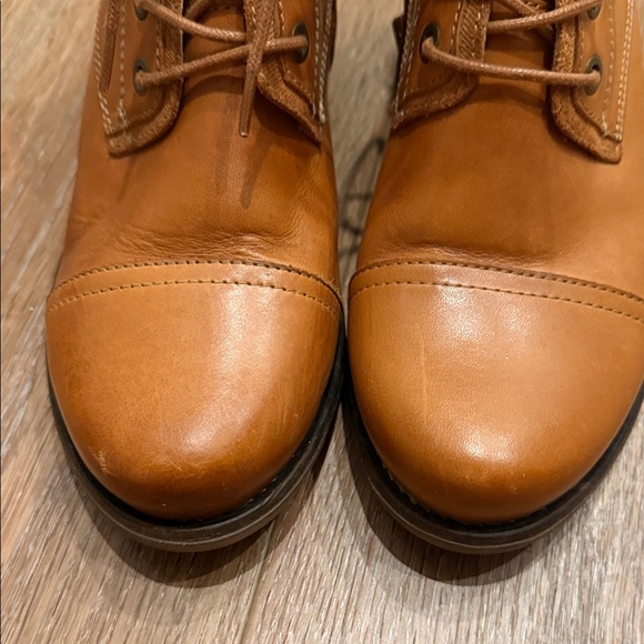 TaraM Leather Tan Lace-Up Ankle Boots - Picture 8 of 8